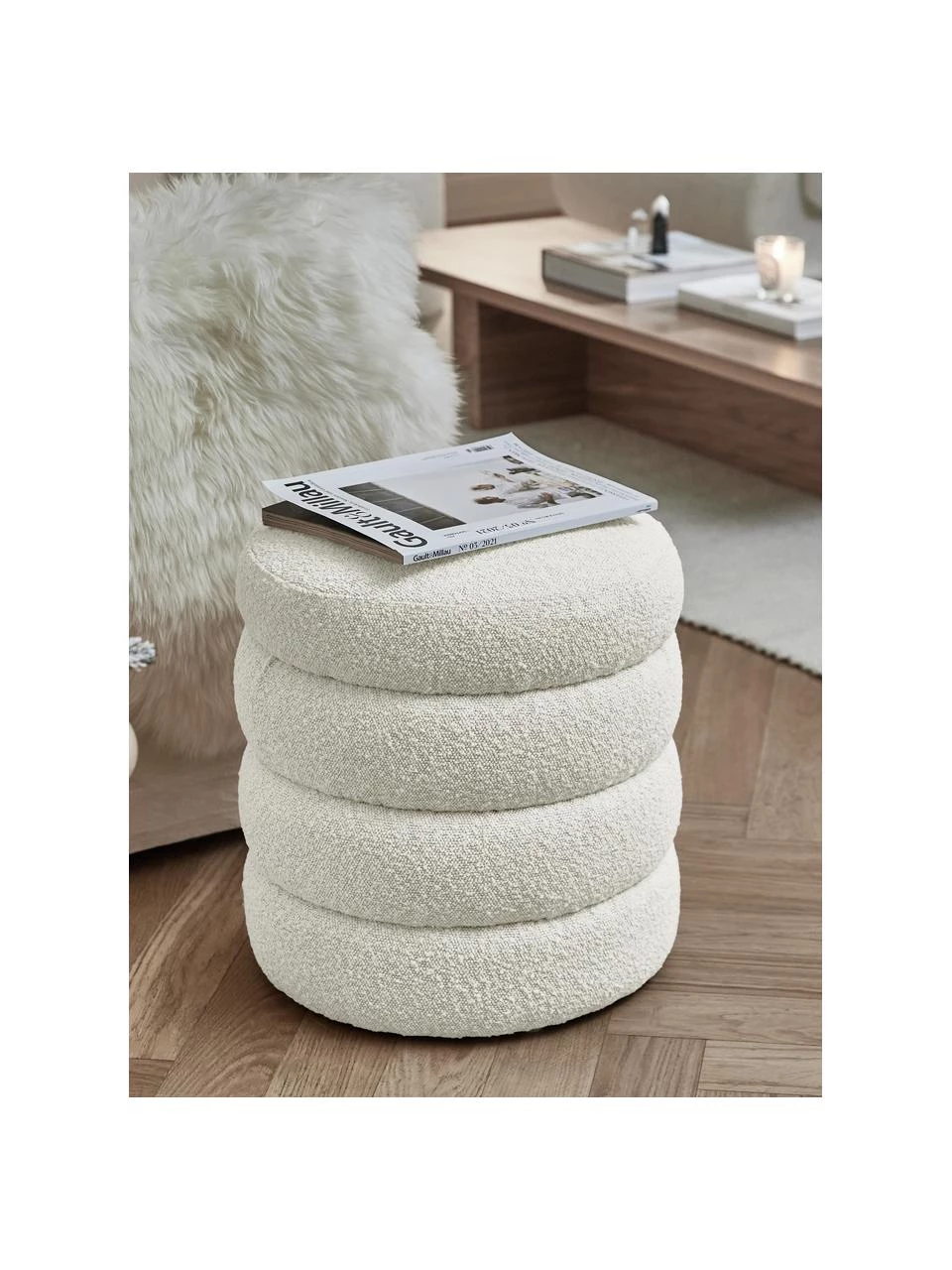 Westwing Collection Bouclé-Hocker Alto in Cremeweiß, Ø 42 x H 47 cm 2 Westwing Collection Bouclé-Hocker Alto in Cremeweiß, Ø 42 x H 47 cm – Bild 2