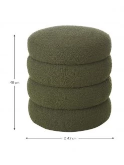 Westwing Collection Bouclé-Hocker Alto in Grün, Ø 42 x H 47 cm -Flur & Diele Verkäufe Boucle Hocker Alto in Grun 3