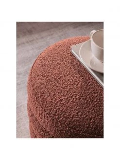 Westwing Collection Bouclé-Hocker Alto in Rostrot, Ø 42 x H 47 cm -Flur & Diele Verkäufe Boucle Hocker Alto in Rostrot 4