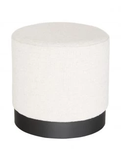 Westwing Collection Bouclé-Hocker Orchid in Cremeweiß, Ø 38 x H 38 cm