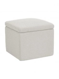Westwing Collection Bouclé-Hocker Winou mit Stauraum in Cremeweiß, B 50 x H 48 cm