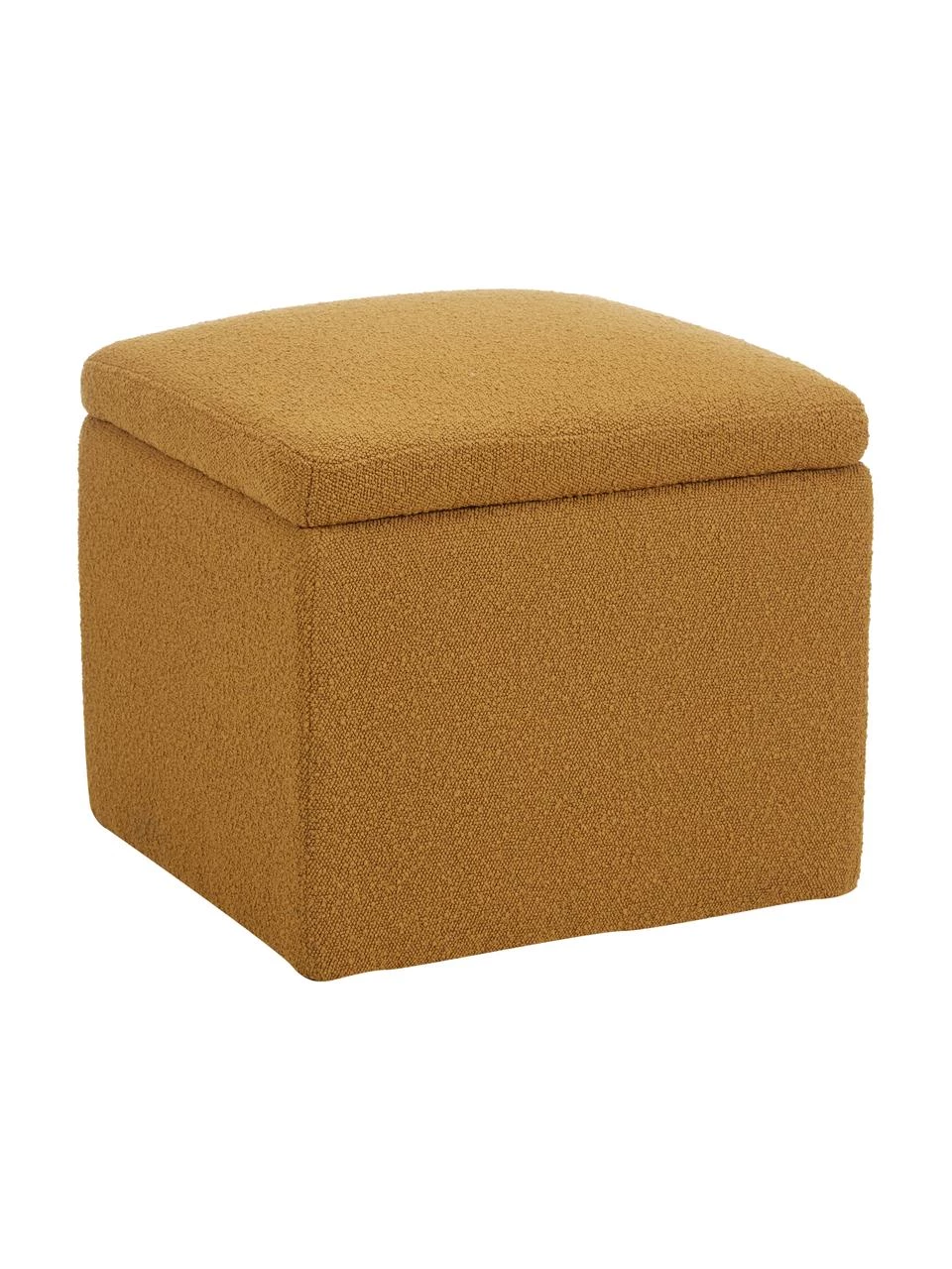Westwing Collection Bouclé-Hocker Winou mit Stauraum in Senfgelb, B 50 x H 48 cm 1 Westwing Collection Bouclé-Hocker Winou mit Stauraum in Senfgelb, B 50 x H 48 cm