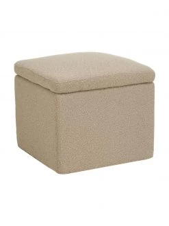 Westwing Collection Bouclé-Hocker Winou mit Stauraum in Taupe, B 50 x H 48 cm