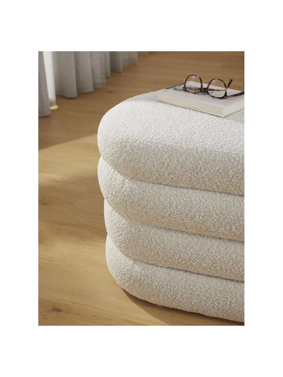 Westwing Collection Bouclé-Polsterbank Alto in Cremeweiß, B 110 x H 47 cm 3 Westwing Collection Bouclé-Polsterbank Alto in Cremeweiß, B 110 x H 47 cm – Bild 3