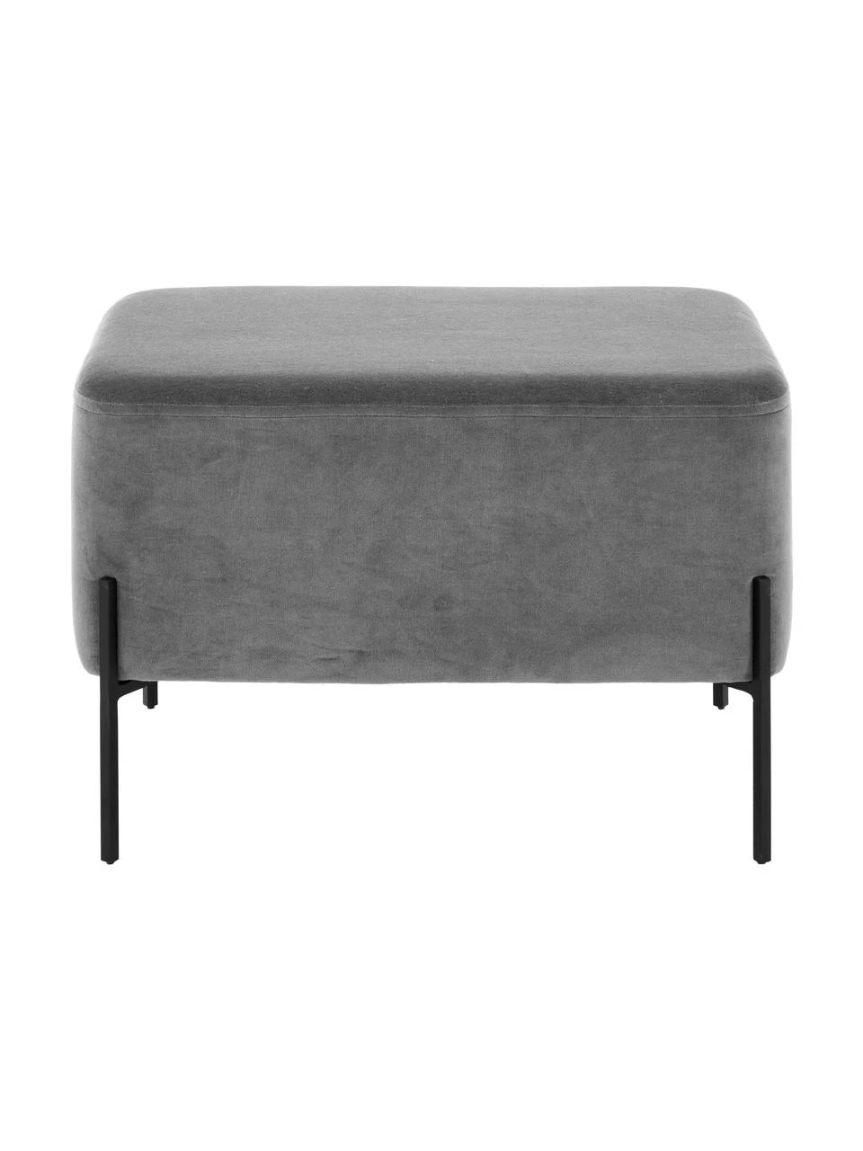 Westwing Collection Breiter Samt-Hocker Harper in Dunkelgrau, B 64 x H 44 cm 4 Westwing Collection Breiter Samt-Hocker Harper in Dunkelgrau, B 64 x H 44 cm – Bild 4