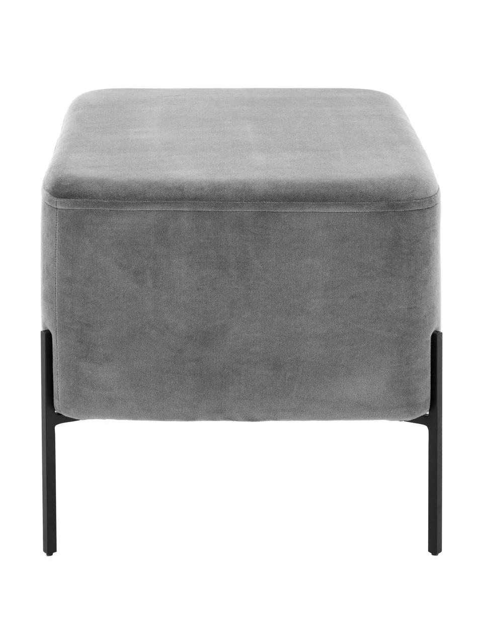 Westwing Collection Breiter Samt-Hocker Harper in Dunkelgrau, B 64 x H 44 cm 5 Westwing Collection Breiter Samt-Hocker Harper in Dunkelgrau, B 64 x H 44 cm – Bild 5