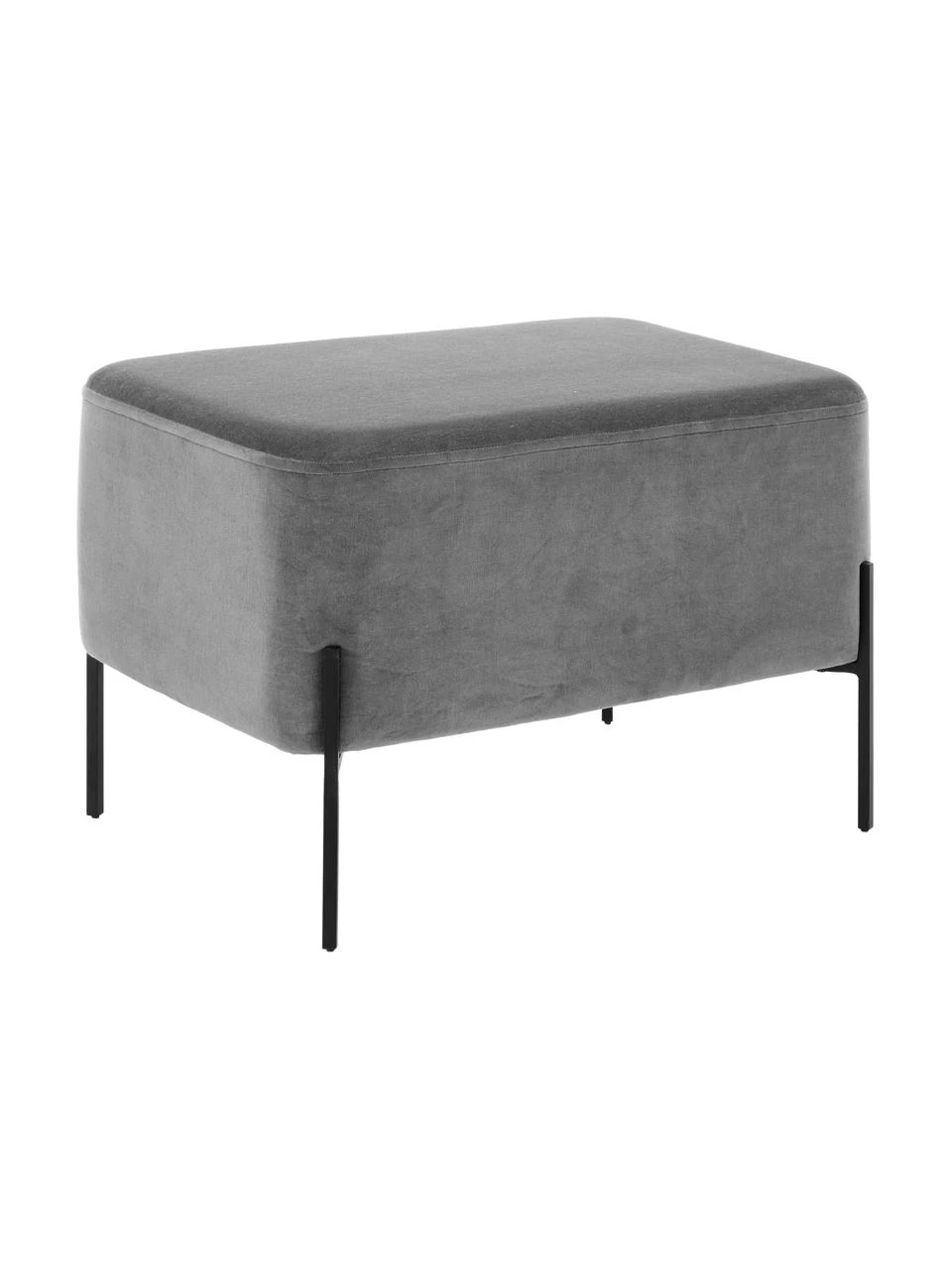 Westwing Collection Breiter Samt-Hocker Harper in Dunkelgrau, B 64 x H 44 cm 1 Westwing Collection Breiter Samt-Hocker Harper in Dunkelgrau, B 64 x H 44 cm