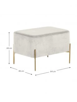 Westwing Collection Breiter Samt-Hocker Harper in Hellgrau, B 64 x H 44 cm 8 Westwing Collection Breiter Samt-Hocker Harper in Hellgrau, B 64 x H 44 cm -Flur & Diele Verkäufe Breiter Samt Hocker Harper in Hellgrau 2