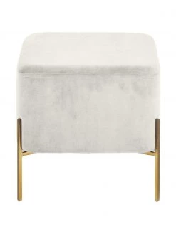 Westwing Collection Breiter Samt-Hocker Harper in Hellgrau, B 64 x H 44 cm 10 Westwing Collection Breiter Samt-Hocker Harper in Hellgrau, B 64 x H 44 cm -Flur & Diele Verkäufe Breiter Samt Hocker Harper in Hellgrau 4