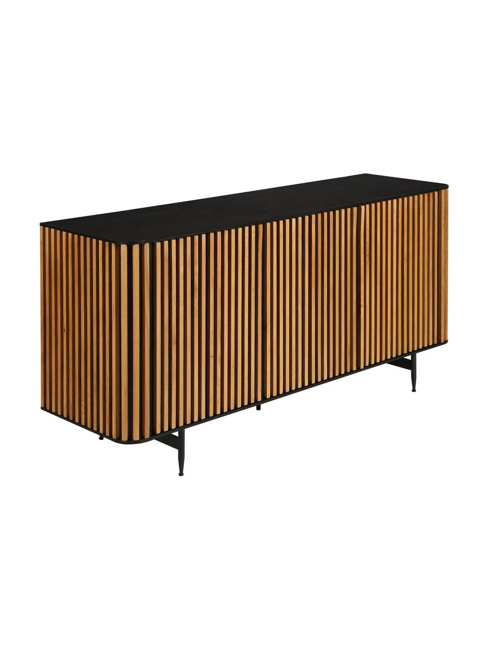 Design-Sideboard Linea mit Türen und Eichenholzfurnier, B 159 x H 74 cm 1 Design-Sideboard Linea mit Türen und Eichenholzfurnier, B 159 x H 74 cm