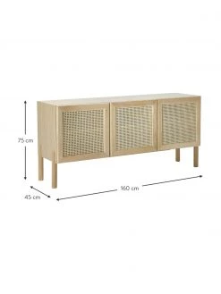 Westwing Collection Eichenholz-Sideboard Jolie mit Wiener Geflecht, B 160 x H 75 cm -Flur & Diele Verkäufe Eichenholz Sideboard Jolie mit Wiener Geflecht 3