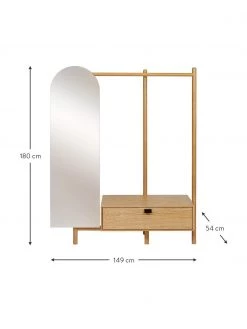 Woodman Garderobe Entry aus Eichenholz mit Spiegel, B 149 x H 180 cmNur noch wenige verfügbar 8 Woodman Garderobe Entry aus Eichenholz mit Spiegel, B 149 x H 180 cmNur noch wenige verfügbar -Flur & Diele Verkäufe Garderobe Entry aus Eichenholz mit Spiegel 2