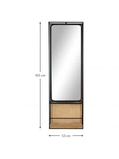 Dutchbone Garderobe Langres mit drehbarem Spiegel aus Rattan, B 53 x H 165 cmNur noch 1 Artikel verfügbar -Flur & Diele Verkäufe Garderobe Langres mit drehbarem Spiegel aus Rattan 2