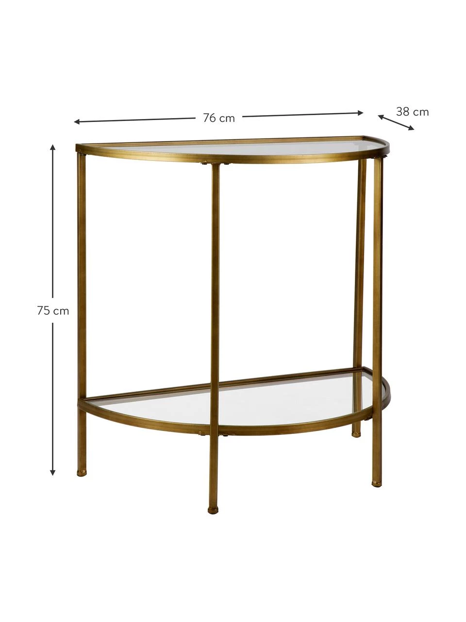 Halbrunde Glas-Konsole Goddess mit Antik-Finish, B 76 x H 75 cm 3 Halbrunde Glas-Konsole Goddess mit Antik-Finish, B 76 x H 75 cm – Bild 3