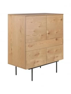 Highboard Allure mit Schublade und Türen aus Eichenholzfurnier, B 100 x H 120 cm