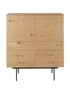 Highboard Allure mit Schublade und Türen aus Eichenholzfurnier, B 100 x H 120 cm -Flur & Diele Verkäufe Highboard Allure mit Schublade und Turen aus Eichenholzfurnier 5