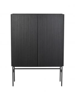 Rowico Highboard Halifax mit geriffelter Front in Schwarz, B 100 x H 140 cm -Flur & Diele Verkäufe Highboard Halifax mit geriffelter Front in Schwarz 3
