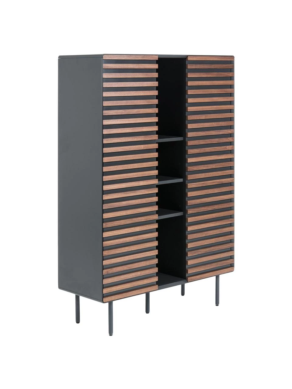 Highboard Kesia mit Walnussfurnier, B 105 x H 155 cm 1 Highboard Kesia mit Walnussfurnier, B 105 x H 155 cm