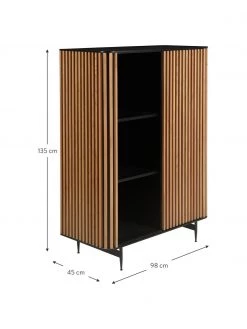 Highboard Linea mit Schiebetür und geriffelter Front, B 98 x H 135 cm -Flur & Diele Verkäufe Highboard Linea mit Schiebetur und geriffelter Front 2