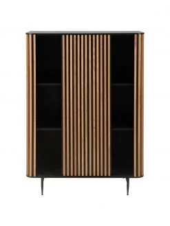 Highboard Linea mit Schiebetür und geriffelter Front, B 98 x H 135 cm -Flur & Diele Verkäufe Highboard Linea mit Schiebetur und geriffelter Front 5