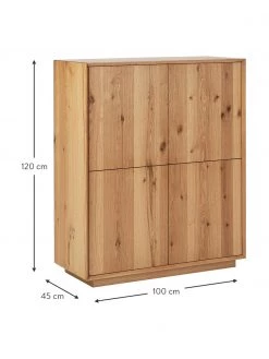 Westwing Collection Highboard Noel aus Eschenholzfurnier, B 100 x H 120 cm -Flur & Diele Verkäufe Highboard Noel aus Eschenholzfurnier 3