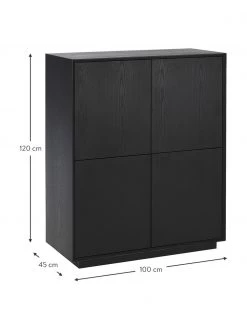 Westwing Collection Highboard Noel aus Eschenholzfurnier in Schwarz, B 100 x H 120 cm 9 Westwing Collection Highboard Noel aus Eschenholzfurnier in Schwarz, B 100 x H 120 cm -Flur & Diele Verkäufe Highboard Noel aus Eschenholzfurnier in Schwarz 3