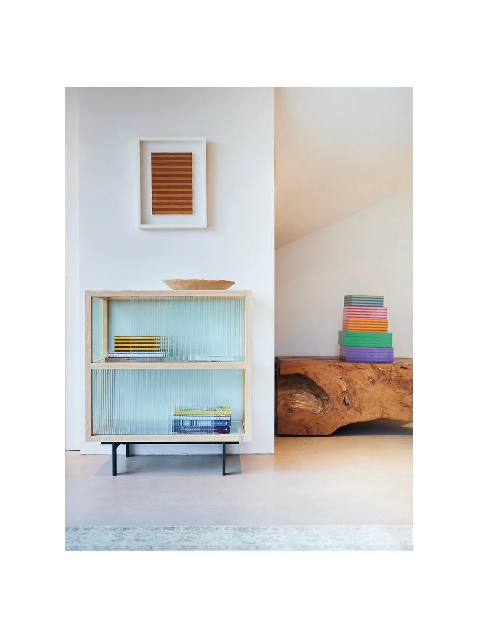 HKliving Highboard Oli mit Glas-Schiebetüren, B 80 x H 89 cm 2 HKliving Highboard Oli mit Glas-Schiebetüren, B 80 x H 89 cm – Bild 2