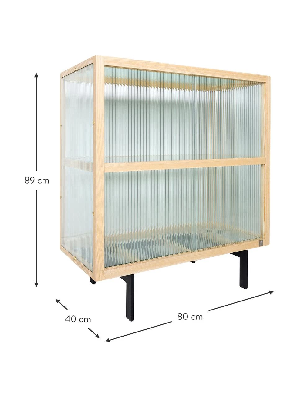 HKliving Highboard Oli mit Glas-Schiebetüren, B 80 x H 89 cm 3 HKliving Highboard Oli mit Glas-Schiebetüren, B 80 x H 89 cm – Bild 3