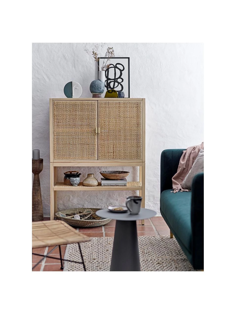 Bloomingville Highboard Sanna aus Kiefernholz/Rattan in Hellbraun, B 90 x H 120 cm 2 Bloomingville Highboard Sanna aus Kiefernholz/Rattan in Hellbraun, B 90 x H 120 cm – Bild 2