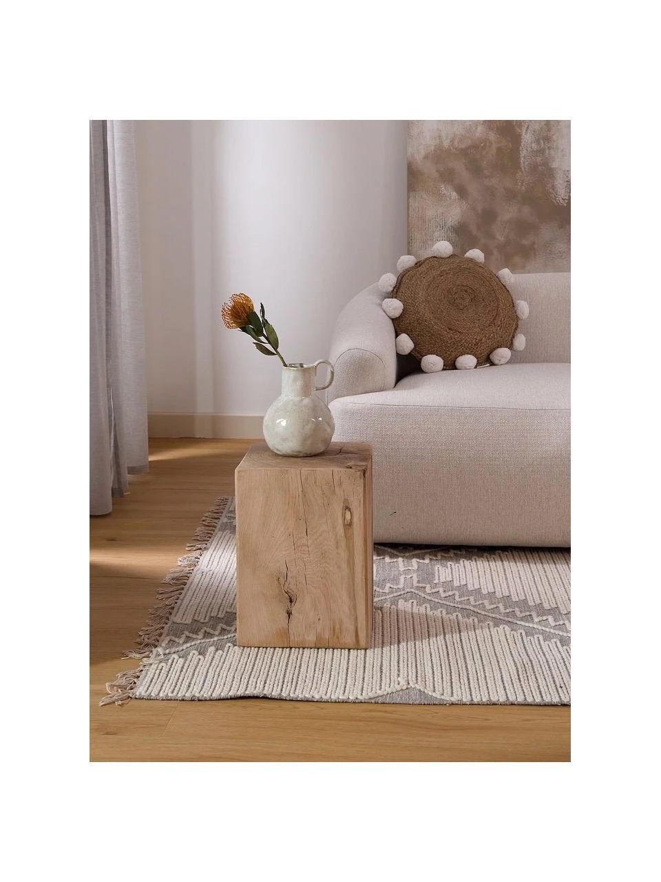 Jan Kurtz Hocker Block aus massivem Eichenholz, B 29 x H 40 cm 2 Jan Kurtz Hocker Block aus massivem Eichenholz, B 29 x H 40 cm – Bild 2