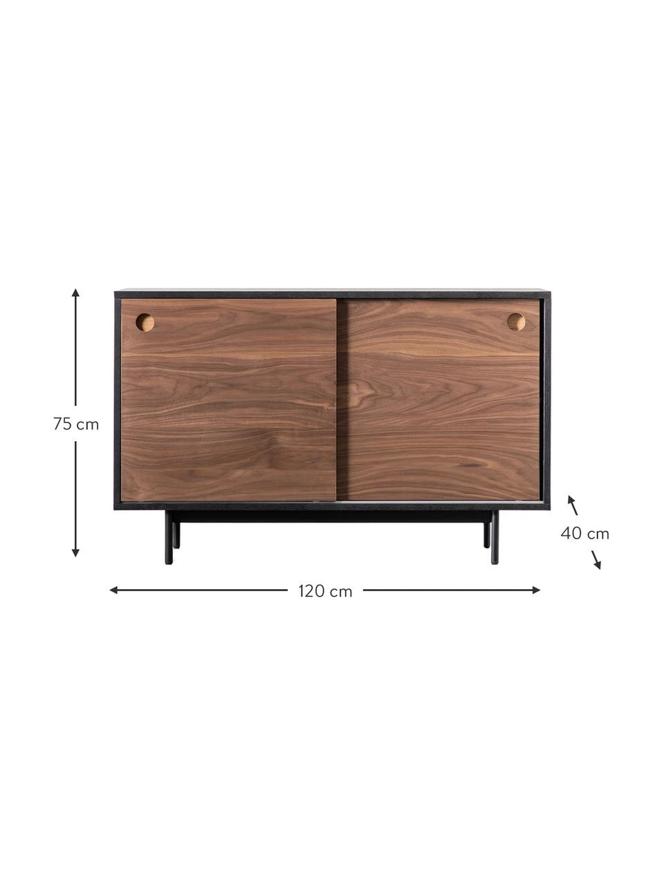 Holz-Sideboard Barbican mit 2 Schiebetüren, B 120 x H 75 cmNur noch 1 Artikel verfügbar 3 Holz-Sideboard Barbican mit 2 Schiebetüren, B 120 x H 75 cmNur noch 1 Artikel verfügbar – Bild 3