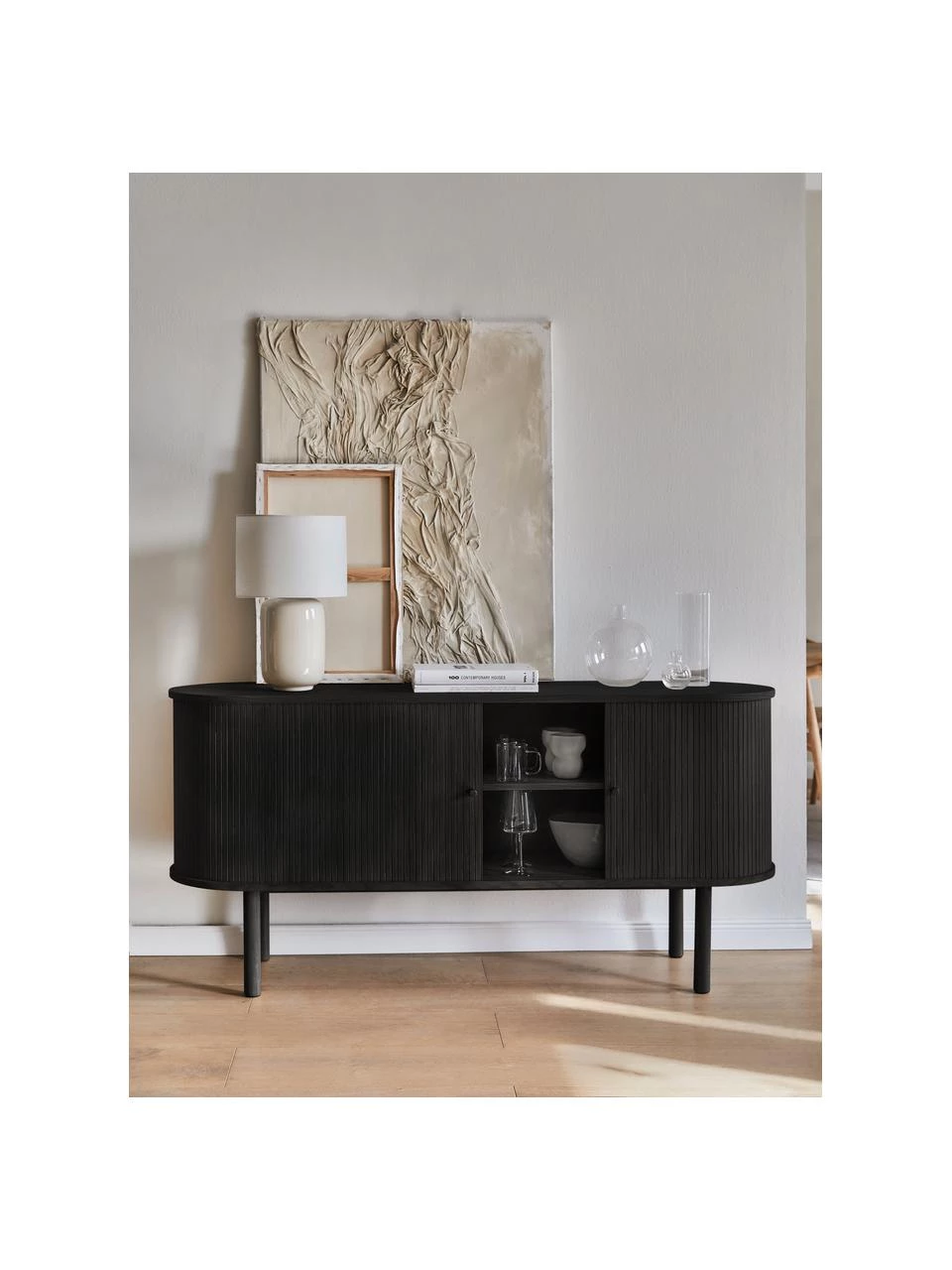 Westwing Collection Holz-Sideboard Calary mit geriffelter Front, B 160 x H 75 cm 2 Westwing Collection Holz-Sideboard Calary mit geriffelter Front, B 160 x H 75 cm – Bild 2