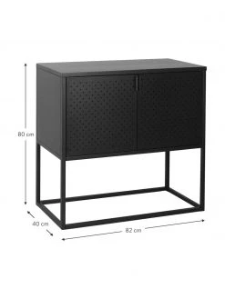 Westwing Collection Kleines Metall-Sideboard Neptun mit Türen in Schwarz, B 82 x H 80 cm -Flur & Diele Verkäufe Kleines Metall Sideboard Neptun mit Turen in Schwarz 2