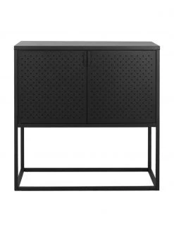 Westwing Collection Kleines Metall-Sideboard Neptun mit Türen in Schwarz, B 82 x H 80 cm -Flur & Diele Verkäufe Kleines Metall Sideboard Neptun mit Turen in Schwarz 3