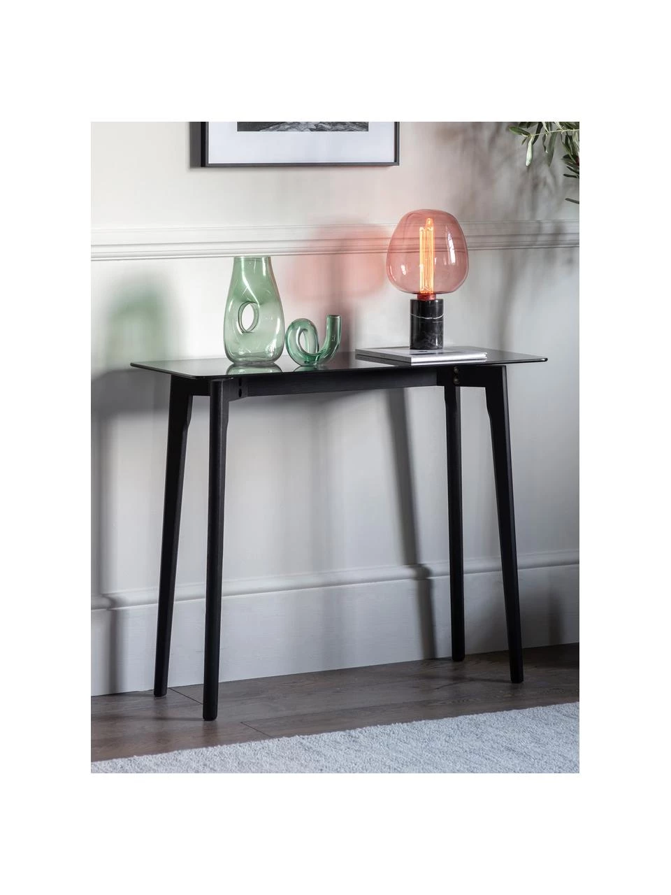 Konsole Blair mit Glas-Ablage, B 90 x T 38 cm 2 Konsole Blair mit Glas-Ablage, B 90 x T 38 cm – Bild 2