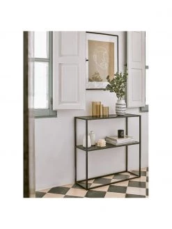 Westwing Collection Metall-Regal Neptun mit Ablage in Schwarz, B 80 x H 80 cm 8 Westwing Collection Metall-Regal Neptun mit Ablage in Schwarz, B 80 x H 80 cm -Flur & Diele Verkäufe Metall Regal Neptun mit Ablage in Schwarz 2