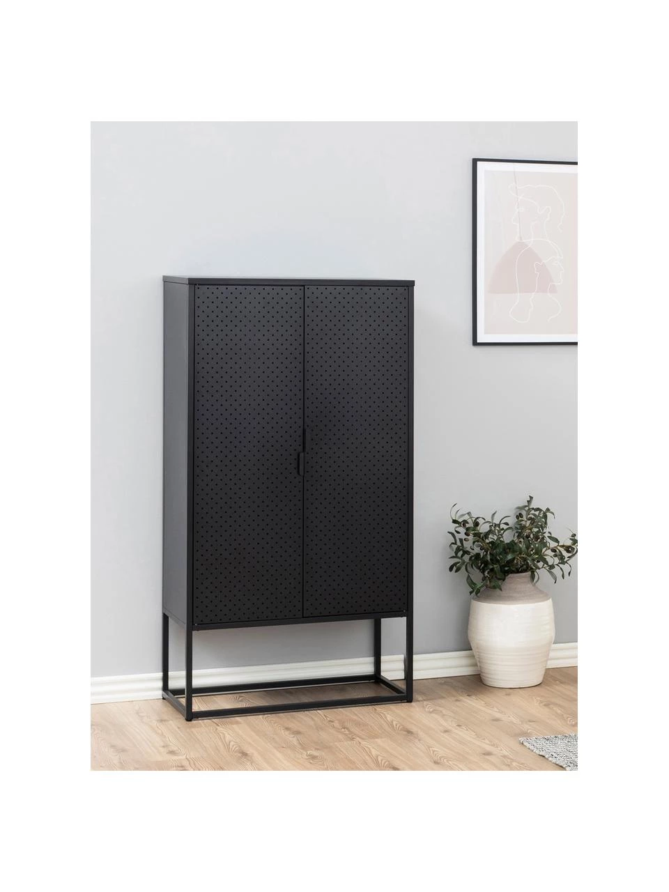 Westwing Collection Metall-Schrank Neptun mit Türen in Schwarz, B 80 x H 150 cm 2 Westwing Collection Metall-Schrank Neptun mit Türen in Schwarz, B 80 x H 150 cm – Bild 2