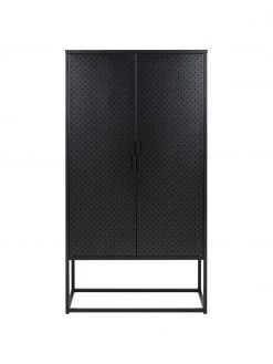 Westwing Collection Metall-Schrank Neptun mit Türen in Schwarz, B 80 x H 150 cm