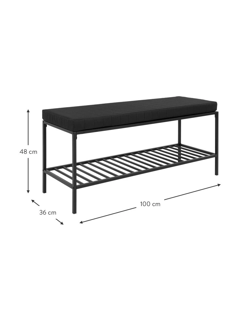 Metall-Sitzbank Noel in Schwarz mit Polyester-Sitzkissen, B 100 x H 48.5 cm 4 Metall-Sitzbank Noel in Schwarz mit Polyester-Sitzkissen, B 100 x H 48.5 cm – Bild 4