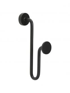 Hübsch Metall-Wandhaken Swing in Schwarz, B 3 x H 13 cm