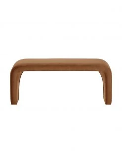 Westwing Collection Moderne Samt-Polsterbank Penelope in Braun, B 110 x H 46 cm -Flur & Diele Verkäufe Moderne Samt Polsterbank Penelope in Braun 3