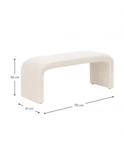 Westwing Collection Moderne Samt-Polsterbank Penelope in Cremeweiß, B 110 x H 46 cm -Flur & Diele Verkäufe Moderne Samt Polsterbank Penelope in Cremeweiss 2