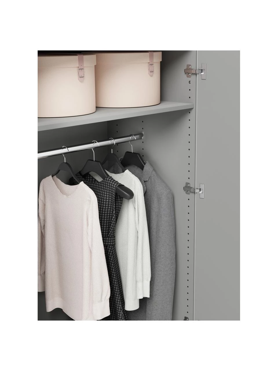 Westwing Collection Modularer Drehtürenschrank Leon in Grau, 100 cm Breite, mehrere Varianten, Basic Interior, Höhe 200 cm 4 Westwing Collection Modularer Drehtürenschrank Leon in Grau, 100 cm Breite, mehrere Varianten, Basic Interior, Höhe 200 cm – Bild 4