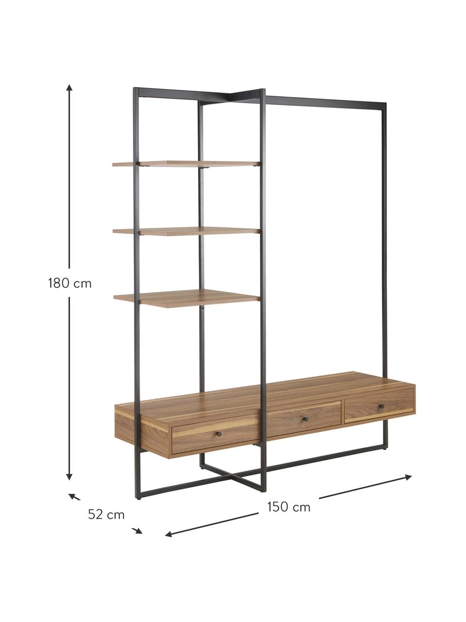 Westwing Collection Offener Kleiderschrank Pacey aus Holz und Metall, B 150 x H 180 cmNur noch 1 Artikel verfügbar 3 Westwing Collection Offener Kleiderschrank Pacey aus Holz und Metall, B 150 x H 180 cmNur noch 1 Artikel verfügbar – Bild 3