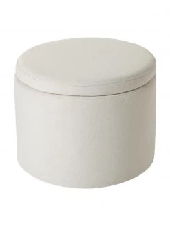 Westwing Collection Polsterhocker Alida mit Stauraum in Beige, Ø 50 x H 42 cm -Flur & Diele Verkäufe Polsterhocker Alida mit Stauraum in Beige 4