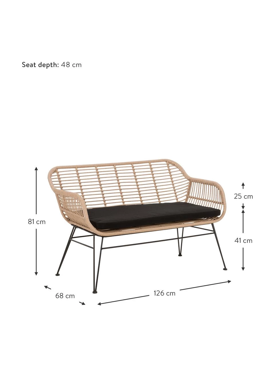 Westwing Collection Polyrattan-Sitzbank Costa in Hellbraun, B 126 x H 81 cm 3 Westwing Collection Polyrattan-Sitzbank Costa in Hellbraun, B 126 x H 81 cm – Bild 3