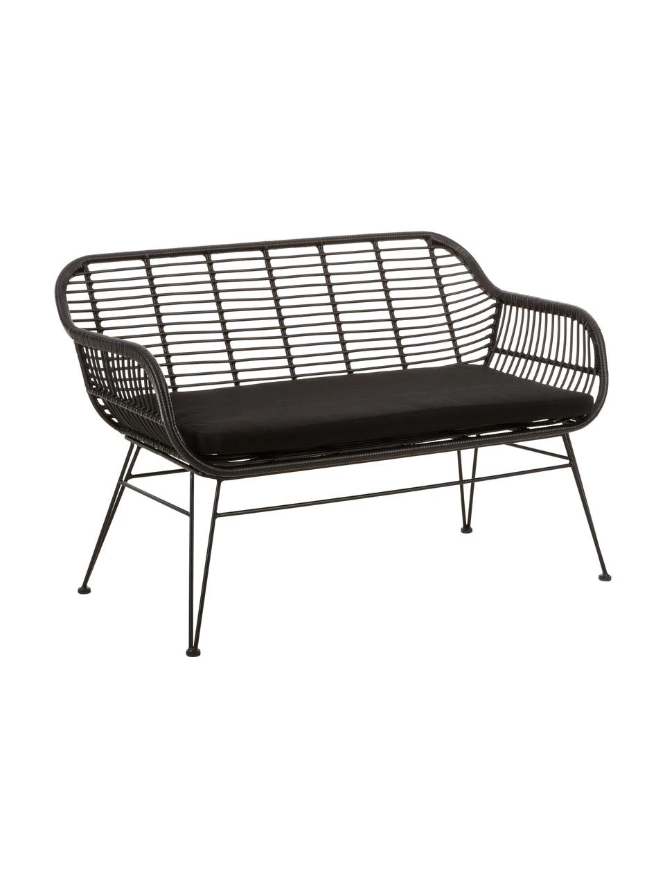 Westwing Collection Polyrattan-Sitzbank Costa in Schwarz, B 126 x H 81 cm 1 Westwing Collection Polyrattan-Sitzbank Costa in Schwarz, B 126 x H 81 cm
