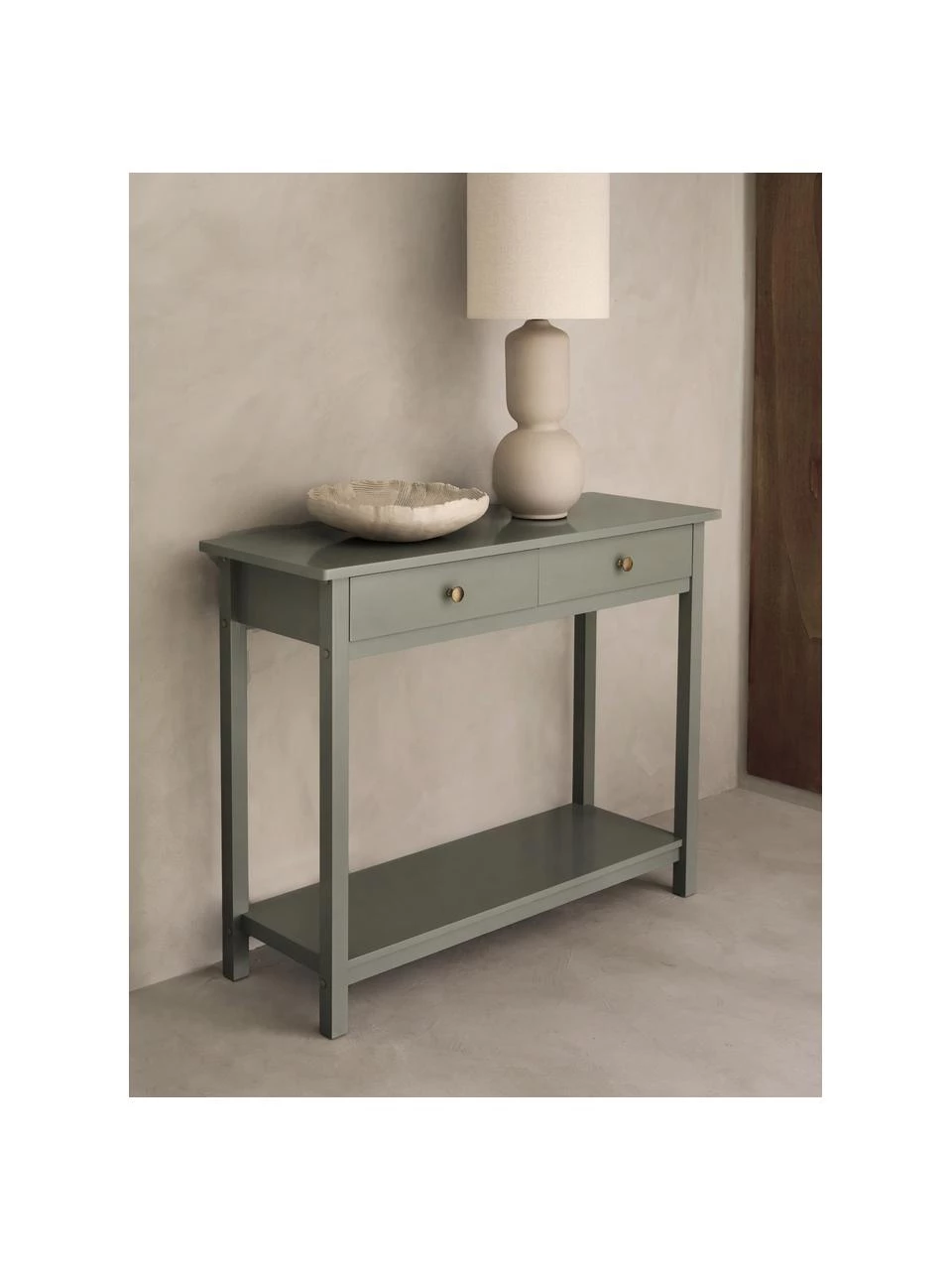 Rustikale Konsole Ditti aus Holz in Grün, B 104 x H 83 cm 2 Rustikale Konsole Ditti aus Holz in Grün, B 104 x H 83 cm – Bild 2