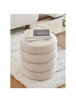 Westwing Collection Samt-Hocker Alto in Cremeweiß, Ø 42 x H 47 cm -Flur & Diele Verkäufe Samt Hocker Alto in Cremeweiss 2