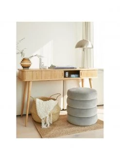 Westwing Collection Samt-Hocker Alto in Grau, Ø 42 x H 47 cm -Flur & Diele Verkäufe Samt Hocker Alto in Grau 2